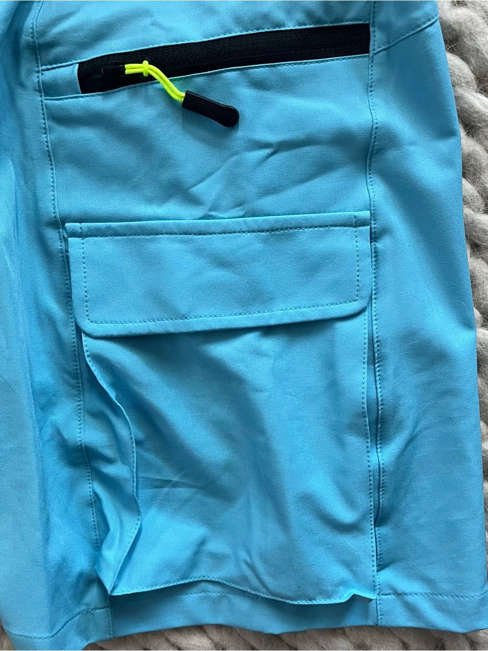 Turquoise Active Utility Mini Skirt with Drawstring Waist - Picture 3 of 4